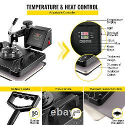 VEVOR 6in1 Digital T-Shirt Heat Press Transfer 15X12 Platen Cap Swing Away