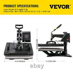 VEVOR 6in1 Digital T-Shirt Heat Press Transfer 15X12 Platen Cap Swing Away