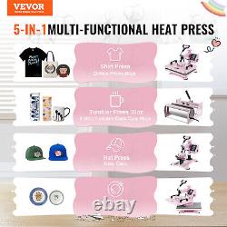 VEVOR Heat Press Machine 12x15 inch with 30oz Tumbler Press T-Shirts Pink