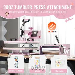 VEVOR Heat Press Machine 12x15 inch with 30oz Tumbler Press T-Shirts Pink