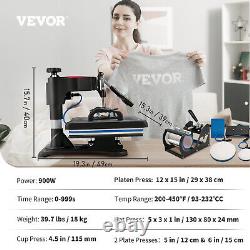 VEVOR Heat Press Machine 12x15in 5in1 Sublimation Transfer T-shirt Plate Mug Cup