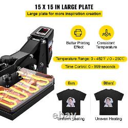 VEVOR Heat Press Machine 15x15in Sublimation Transfer Printer DIY T-shirts Pads