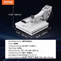 VEVOR Heat Press Machine 15x15inch T-shirt Sublimation Transfer Printer Crafts