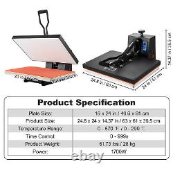 VEVOR Heat Press Machine 16 x 24 Clamshell Sublimation Transfer for T-shirt