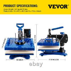 VEVOR Heat Press Machine 6in1 12x15in Swing-away T-shirt Mug Shoe Printer 800W