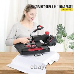 VEVOR Heat Press Machine 8 in 1 15x15in T-shirt Sublimation Transfer Swing-away