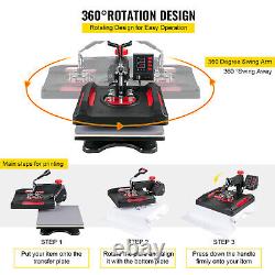 VEVOR Heat Press Machine 8 in 1 15x15in T-shirt Sublimation Transfer Swing-away