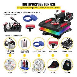 VEVOR Heat Press Machine 8 in 1 15x15in T-shirt Sublimation Transfer Swing-away