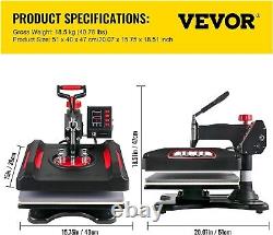 VEVOR Heat Press Machine 8 in 1 15x15in T-shirt Sublimation Transfer Swing-away