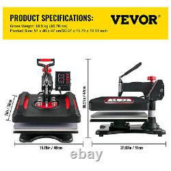 VEVOR Heat Press Machine 8 in 1 15x15in T-shirt Sublimation Transfer Swing-away